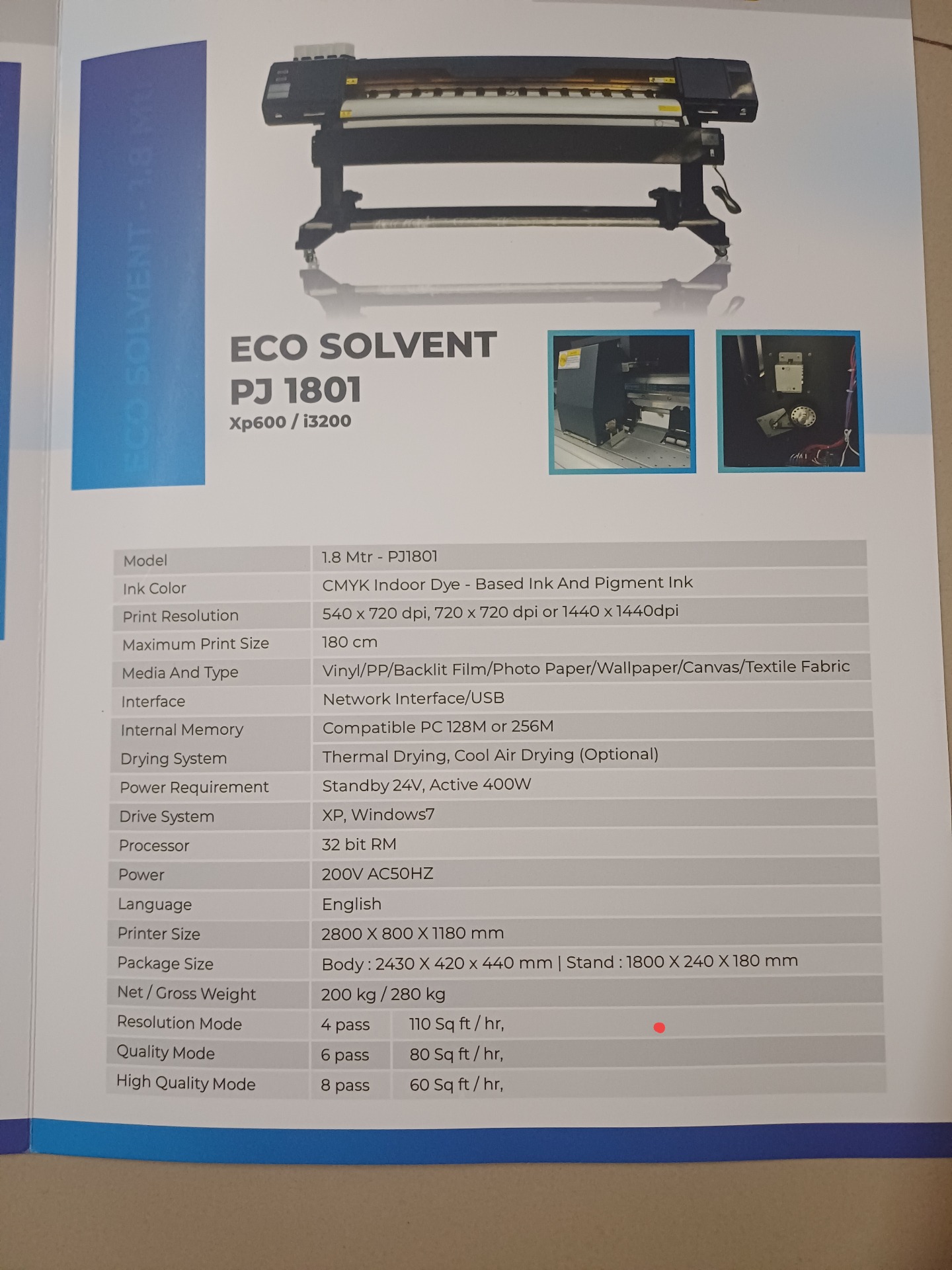 Eco Solvent PJ 1801 (XP600 / i3200)
